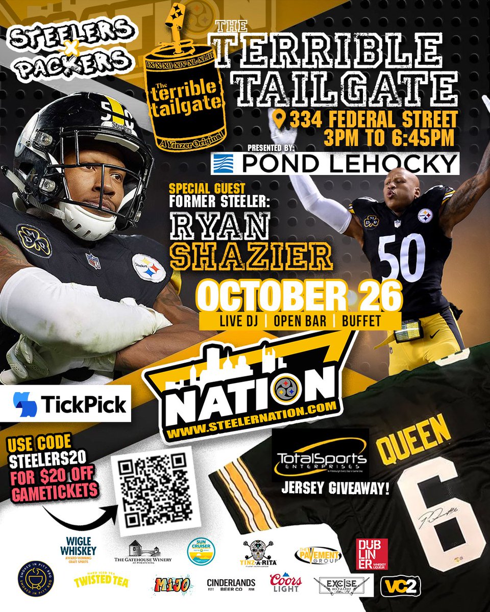 The tailgate on Sunday with Ryan Shazier is fast approaching the sell out threshold.

So please if you intend on going grab your tickets soon or you will miss out.
