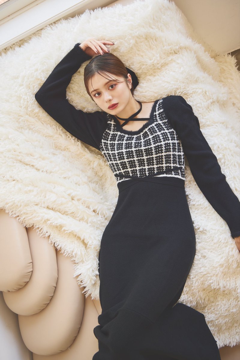 アンミール 裾プリーツミニOP An MILLE ワンピース 黒 新作 裾