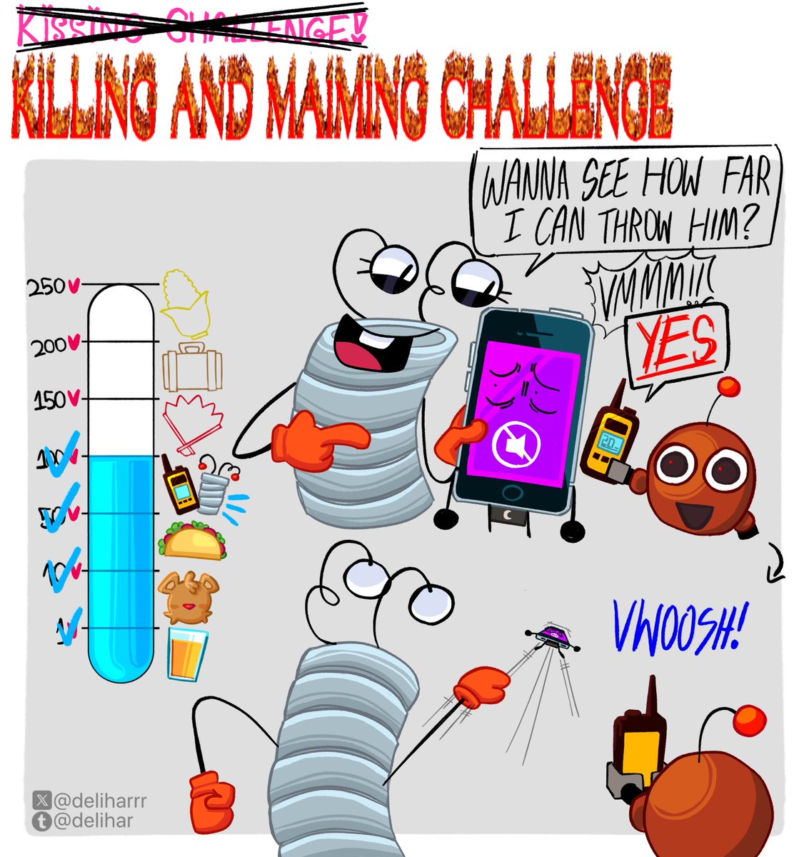 deliharrr's tweet image. Springy and Walkie-Talkie picked… CATAPULT!
It’s a bird! It’s a plane! No, it’s SUPERPHO— oh he crashed into a tree
#inanimateinsanity (Drawing Mephone every day until he shows up in season 4 Day 137)