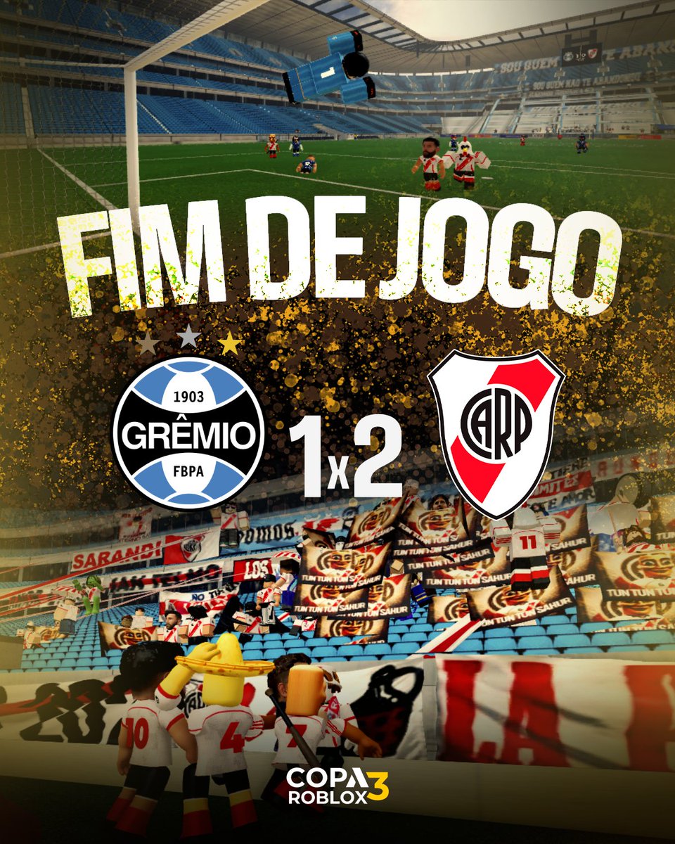 Copa_Roblox's tweet image. FIM DE JOGO!
Tung Tung Sahur lidera uma virada importantíssima para o River, que se torna PRIMEIRO classificado para as QUARTAS de final da Copa Roblox!
#CopaRoblox 
🇪🇪 #Gremio 1 x 2 #RiverPlate 🔴