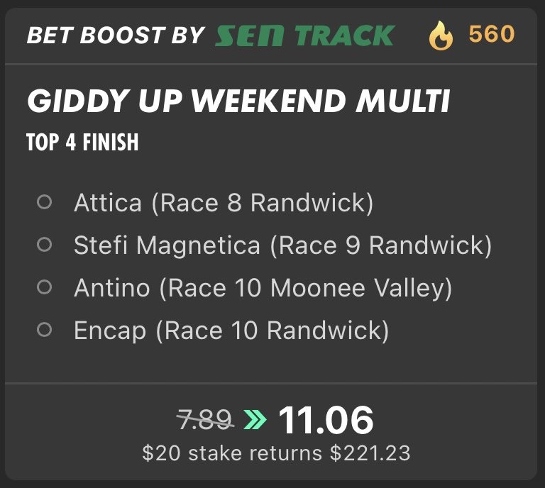 Giddy Up With Gareth Hall (@sengiddyup) on Twitter photo Don’t miss the Giddy Up <a href="/bet365_aus/">bet365 Australia</a> top four multi. The boys will bounce back this week. <a href="/ghall27/">Gareth Hall</a> <a href="/BenCaluzzi/">Ben Caluzzi</a> <a href="/M_Gannon_/">Mick Gannon</a> <a href="/deanwatling/">Dean Watling</a> Don’t miss the Giddy Up <a href="/bet365_aus/">bet365 Australia</a> top four multi. The boys will bounce back this week. <a href="/ghall27/">Gareth Hall</a> <a href="/BenCaluzzi/">Ben Caluzzi</a> <a href="/M_Gannon_/">Mick Gannon</a> <a href="/deanwatling/">Dean Watling</a>