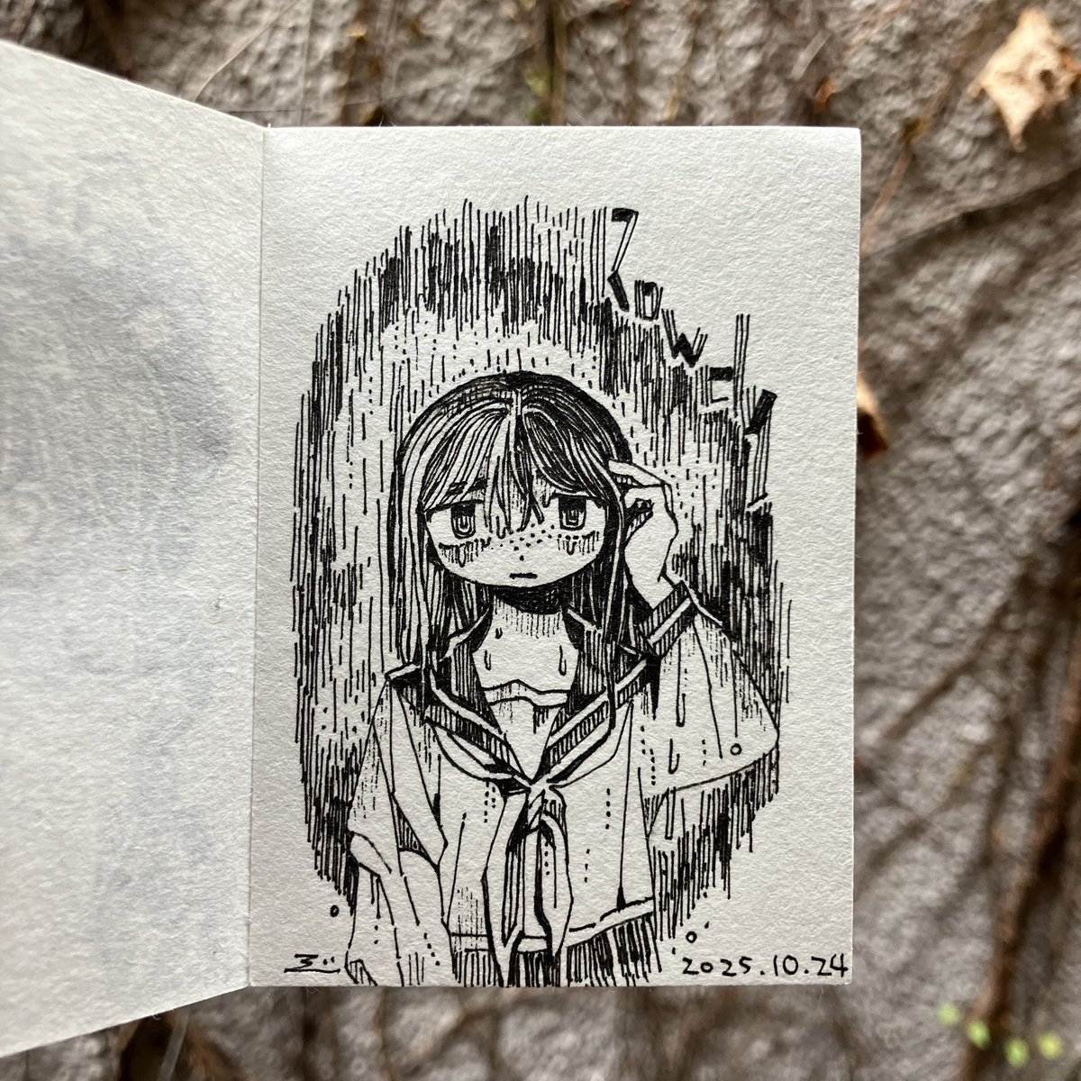 24.なにも聴こえない。
#Inktober #kuretake_inktober2025 