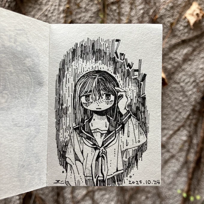 24.なにも聴こえない。
#Inktober #kuretake_inktober2025 