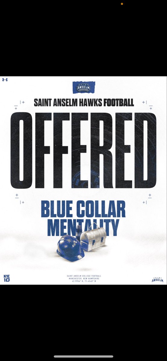 After a great conversation with <a href="/CoachBraine/">Chadd Braine</a>, I’m blessed to have received an offer!
<a href="/CoachJoeAdam/">𝐉𝐨𝐞 𝐀𝐝𝐚𝐦 𝐇𝐁𝐂</a> 
<a href="/STAHawksFB/">Saint Anselm Football 🏈 #BCM</a>