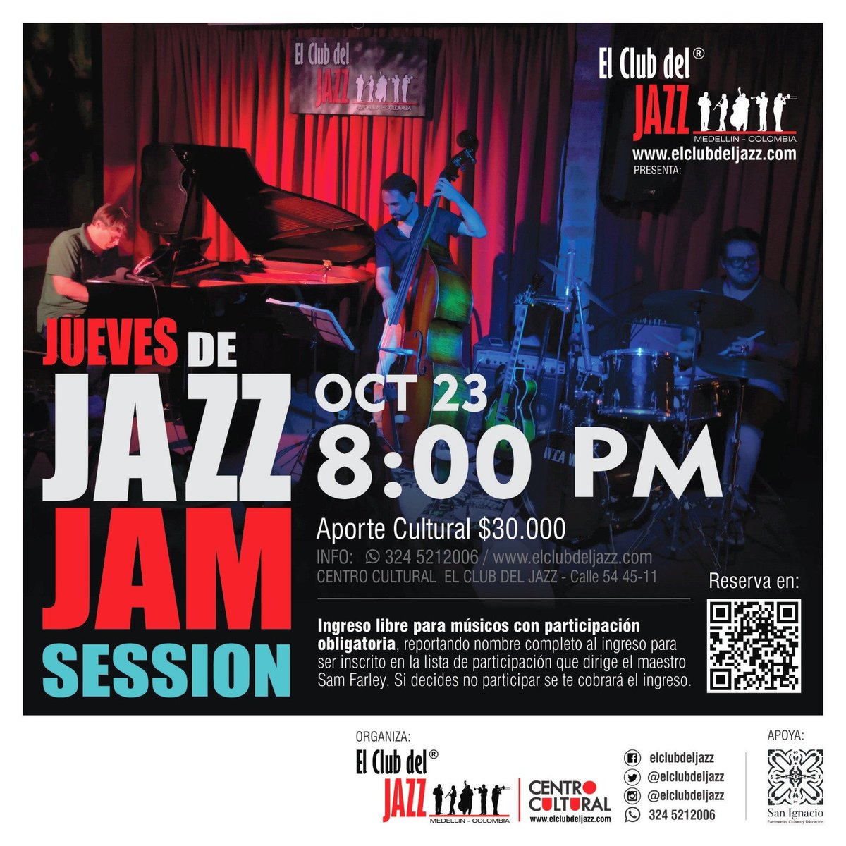 ElClubdelJazz's tweet photo. HOY...
JAZZ JAM SESSION

Vibra con el Talento de artistas locales y Visitantes en nuestra clasica Jazz Jam Session dirigida por el Maestro Sam Farley 

8PM/30K
 reserva tu lugar https://t.co/6re2d25eIO

Calle 54 45-11 #medellín https://t.co/EQWJ9VEsGN