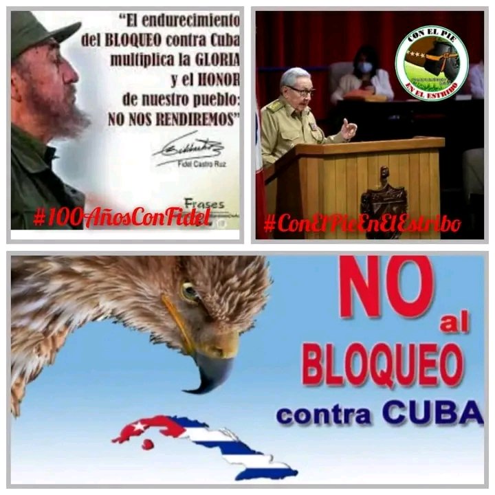 Para nosotros es inaceptable la cuestión del cese del bloqueo a cambio de concesiones políticas, concesiones que corresponden a la soberanía de nuestro país realmente, preferimos perecer a renunciar a nuestra soberanía
#FidelPorSiempre 
#TumbaElBloqueo
#ConElPieEnElEstribo