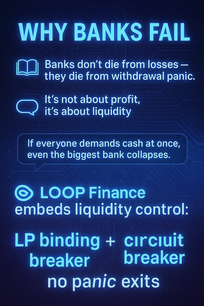 anthony41190's tweet photo. 🏦 Why Banks Fail — and Why LOOP Doesn’t
#BankingCrisis #Liquidity #DeFi #LOOPFinance #BNBChain https://t.co/NEtC9CvLRr