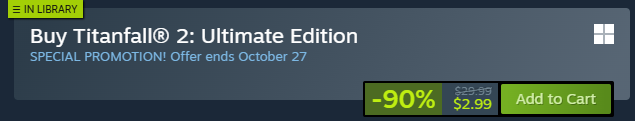 I haven't done this in a while. I miss it.

Titanfall 2 is on sale for 3 dollars. Play this masterpiece. In a few days it will be 9 years old and still the best multiplayer FPS experience.