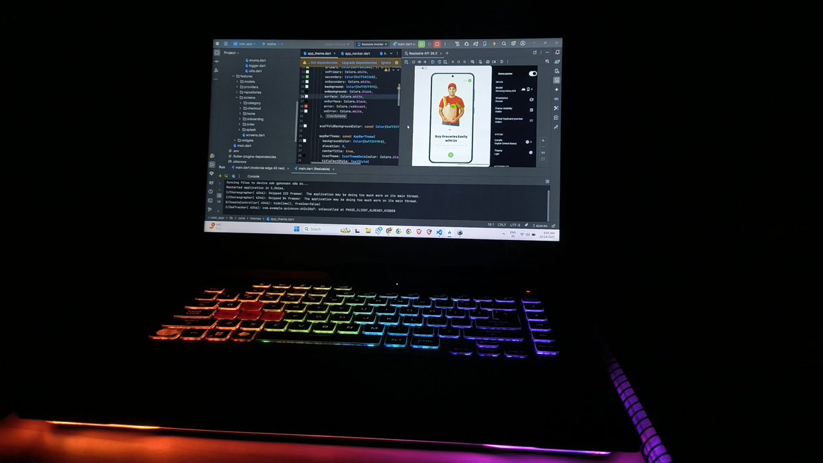 CryptholicCoder's tweet image. Day 18 of building the QuickCommerce app 
Wrapped up the delivery module API, onboarding & splash screen (finally :) today
Also explored Flutter Preview & Resizable APIs in Android Studio. Must say, although VS Code for faster iterations, but Android Studio >>> for caching &…