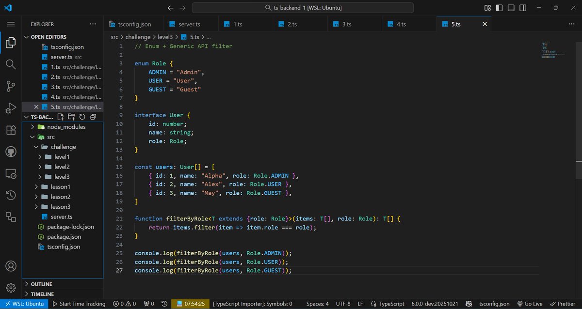 ekojoecovenant's tweet image. Day 335:
Still learning TS. Learnt about...:
- type inference
- Objects and interfaces
- Functions with types-
- Union and Intersection Types
- Async Functions and Promise&lt;T&gt;
- Generics
#365DaysOfCode #typescript #buildinpublic #learn #cs #node #express #github #ekojoe #backend