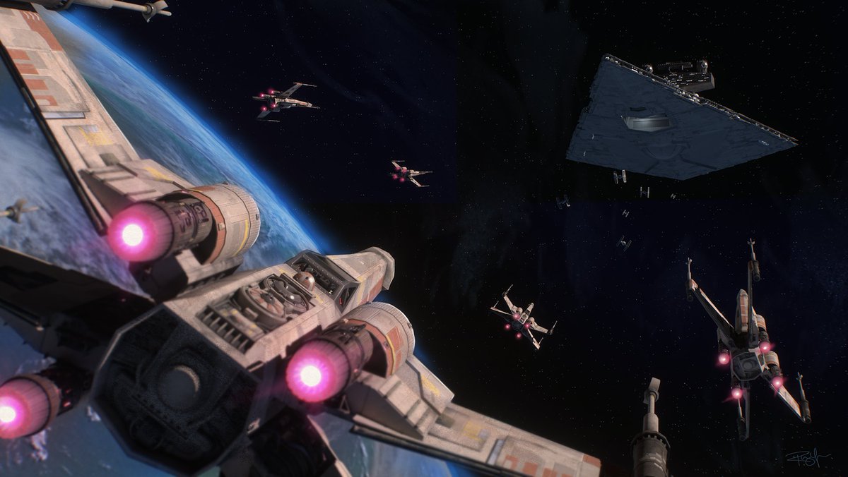 RhysYorke's tweet photo. I had some fun creating an illustration of a fictional X-Wing Squadron, Eclipse Squadron. #StarWars https://t.co/ljyg2Nr48k