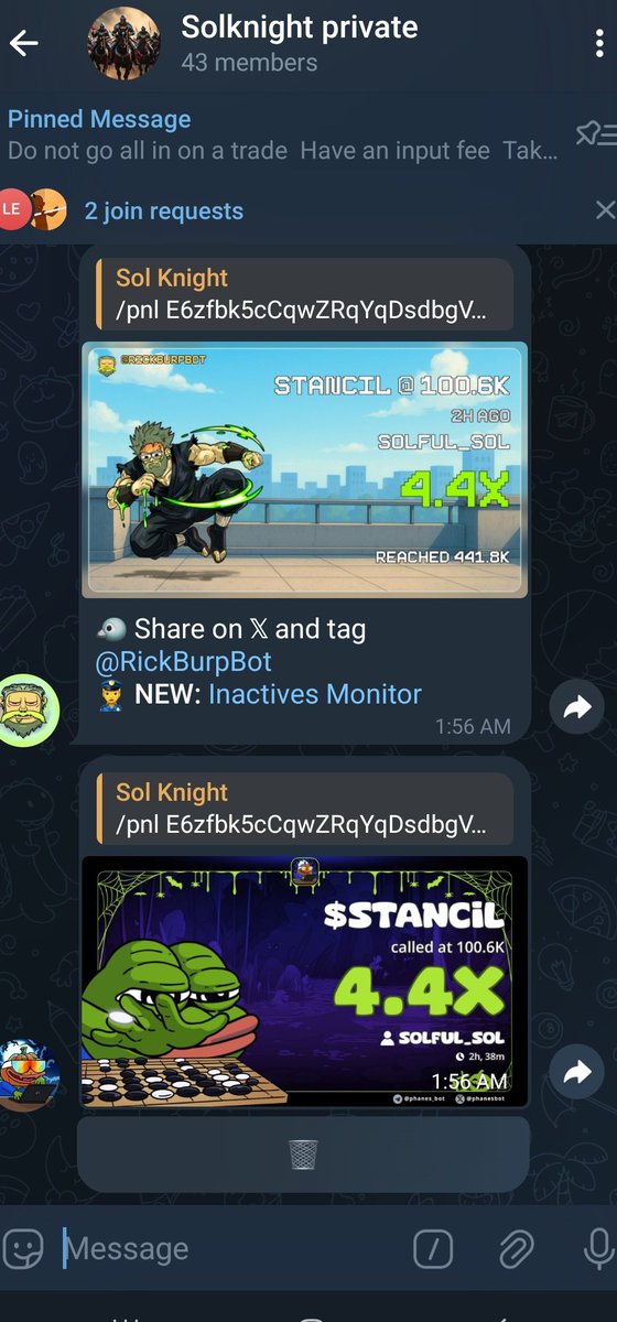 4.4x

$STANCIL 

/pnl E6zfbk5cCqwZRqYqDsdbgVG3kLoWXXjQDSG22UpApump

not on my tg
Dm for entry

#Solana #Memecoin