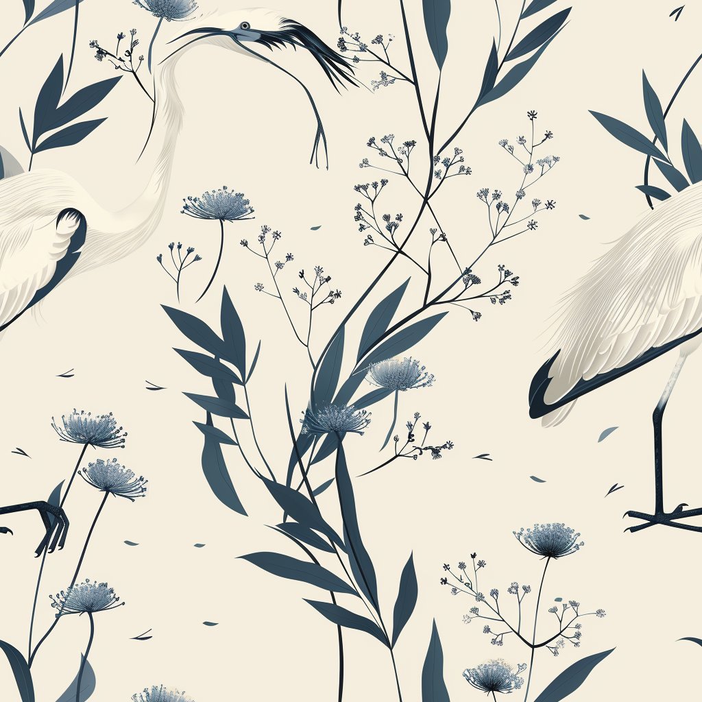 RalfiesDesign's tweet image. Elegant floral tapestry with delicate heron silhouettes. Dreamlike nature design in soft tones. #SpoonflowerFabric #HomeDecor #PatternDesign #FloralPattern