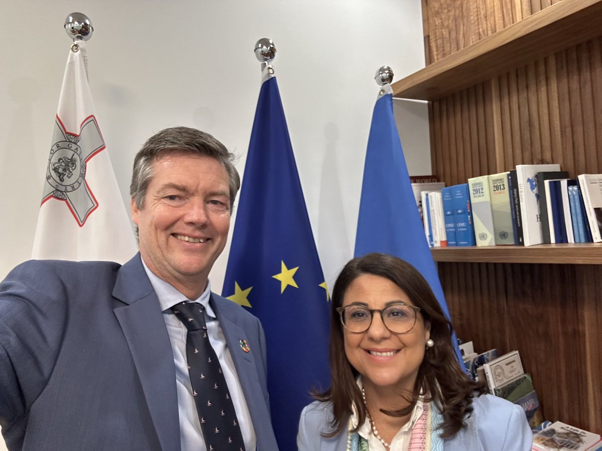 Delighted to catch up with HE Natasha Meli Daudey <a href="/MaltaUNMission/">Malta at the UN 🇲🇹🇺🇳</a> to discuss the Global Compact for Migration (GCM). Learned about our joint forces with the private sector <a href="/boltapp/">Bolt</a> to support migrant workers in the delivery sector.