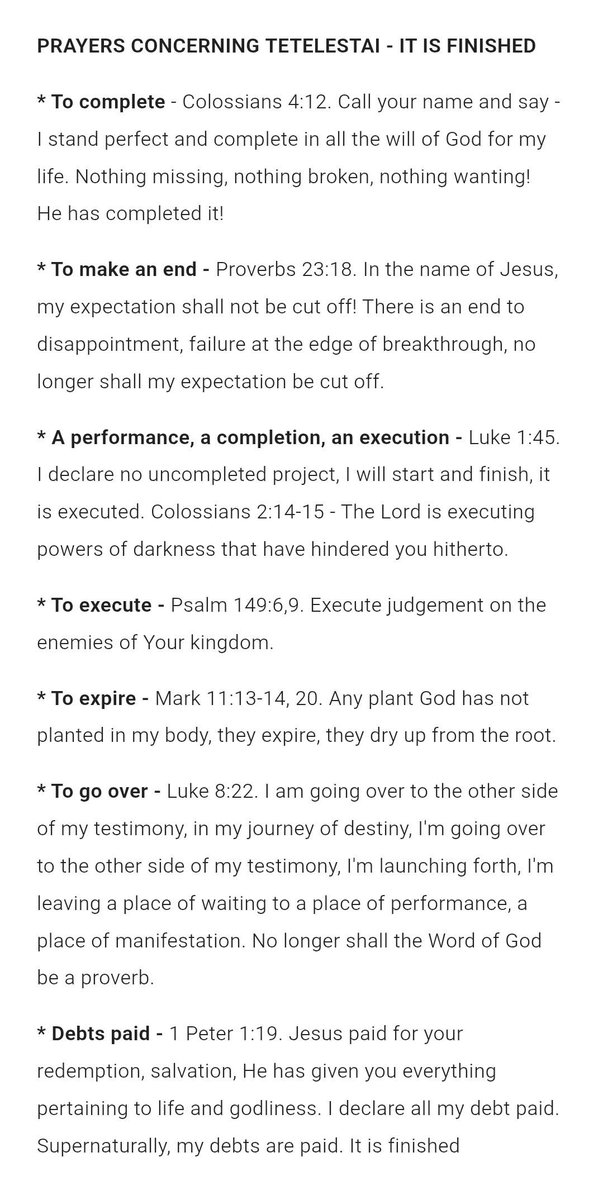 TosinofJesus's tweet image. PRAYERS CONCERNING TETELESTAI - IT IS FINISHED

#HallelujahChallenge
#HallelujahChallenge2025
#HallelujahChallengeOCT2025
