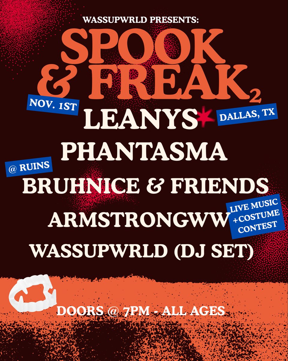 dallas, tx !!
we’re throwing a dance party with 4 LIVE bands on 11/01 @ Ruins 🎃

+ costume contest 🎭 
$135 1st place price!
