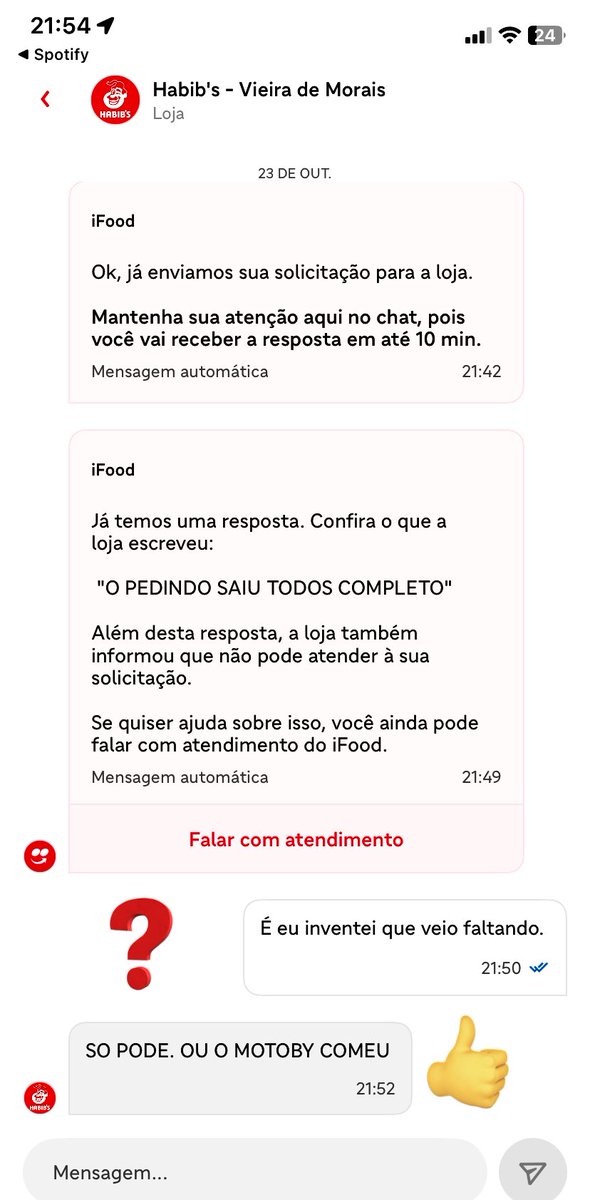 brunubento's tweet photo. @habibsoficial  belo padrão de atendimento.

@iFood https://t.co/BesIpZr5Ak