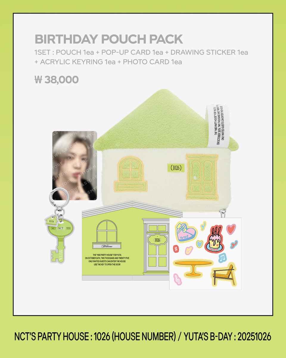 💚THE HBD PARTY HOUSE FOR YUTA💚

YUTA 생일파티에 여러분을 초대합니다!
설렘 가득한 HBD PARTY HOUSE, 과연 어떤 모습일까요?🎂

📍SMTOWN &amp;STORE
📆2025. 10. 26 (SUN) 14:00 ~ 2025. 10. 28 (TUE) 23:59 (KST)

📍KWANGYA@SEOUL
📆2025. 10. 26 (SUN) 매장 오픈 시부터~
*운영 시간: 10:30 ~