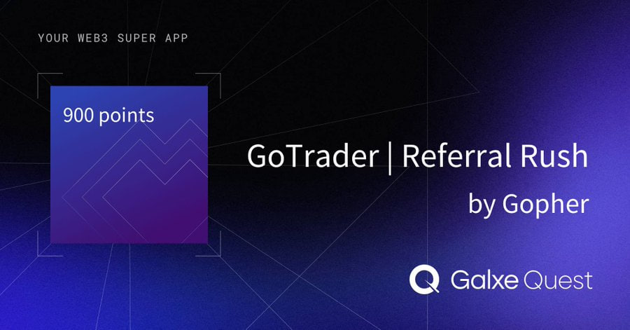 TestnetGuide's tweet image. #GopherUpdate
GoTrader Referral I Earn Points & Credits
➤ Join This Quest - app.galxe.com/quest/L36LfTkm… |+900pts|
Start referring your friends to GoTrader to stack points & credits!
@gopher_ai