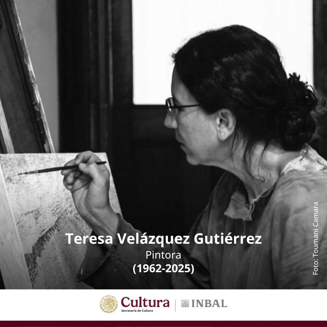 bellasartesinba's tweet photo. El Instituto Nacional de Bellas Artes y Literatura lamenta el fallecimiento de la pintora Teresa Velázquez Gutiérrez. Nacida en 1962 en la Ciudad de México, desarrolló una obra centrada en la exploración pictórica, con lenguajes que transitaron entre la abstracción, la figuración y la reinterpretación de imágenes tecnológicas.

Recibió el Premio de Adquisición del XV Encuentro Nacional de Arte Joven y fue miembro del Sistema Nacional de Creadores de Arte.

El INBAL reconoce su aportación artística y se une a la pena de su familia, amigos y comunidad artística.
