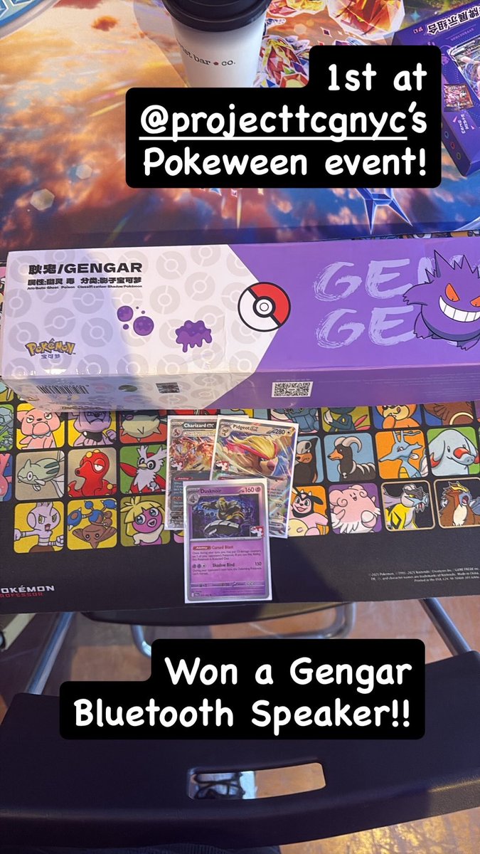 Won Project KE’s Pokeween event with <a href="/Jctfordd/">Jackson Ford</a>’s broken Zard list! Won a Gengar Bluetooth Speaker!!