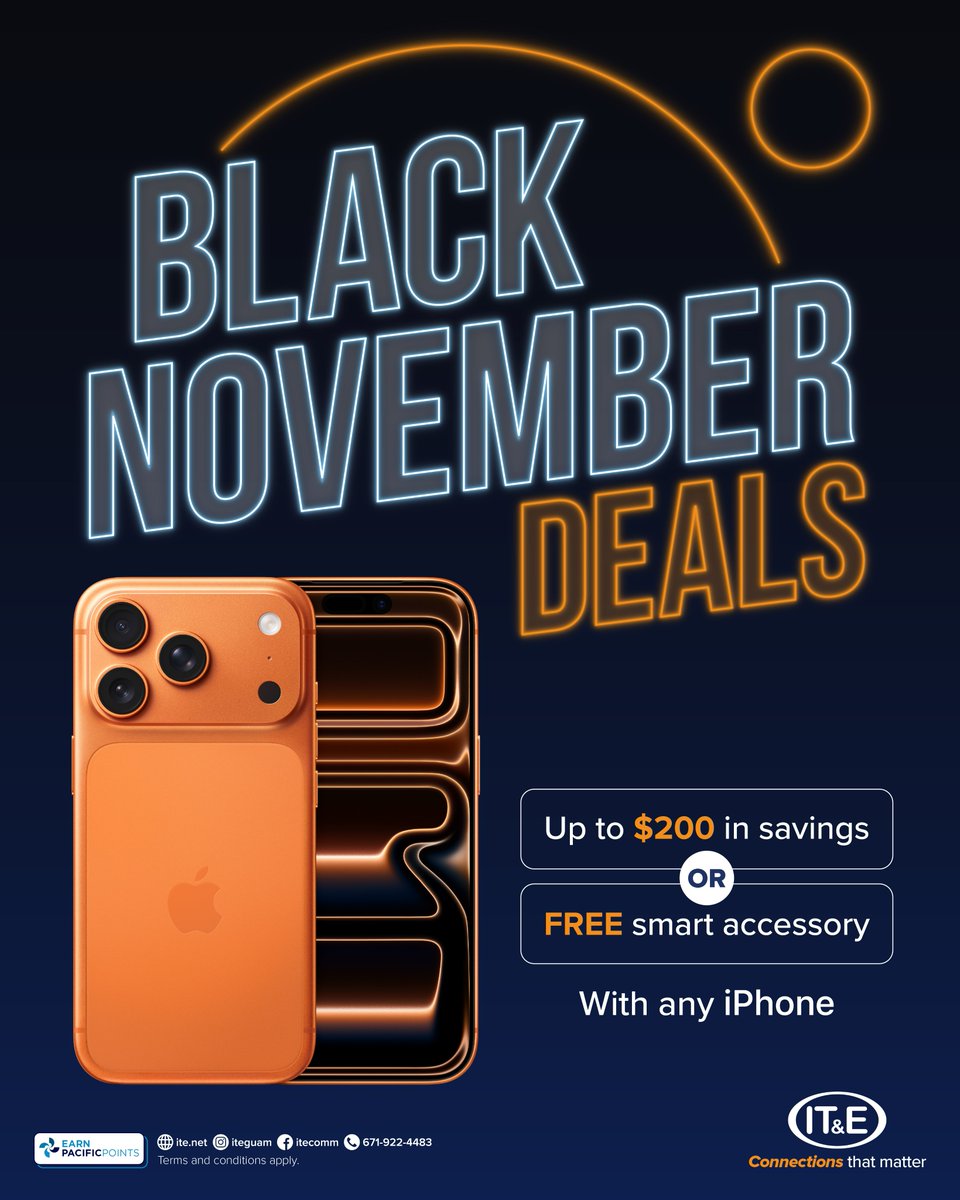 Why wait for Friday? November’s got you covered! 😏

Get up to $200 OFF or a FREE Apple Watch SE or AirTag 4-Pack with a new iPhone. Trade in to save more and earn 1,000 PACIFICPOINTS!

Visit our stores or tap the link in bio!

T&amp;Cs apply.
