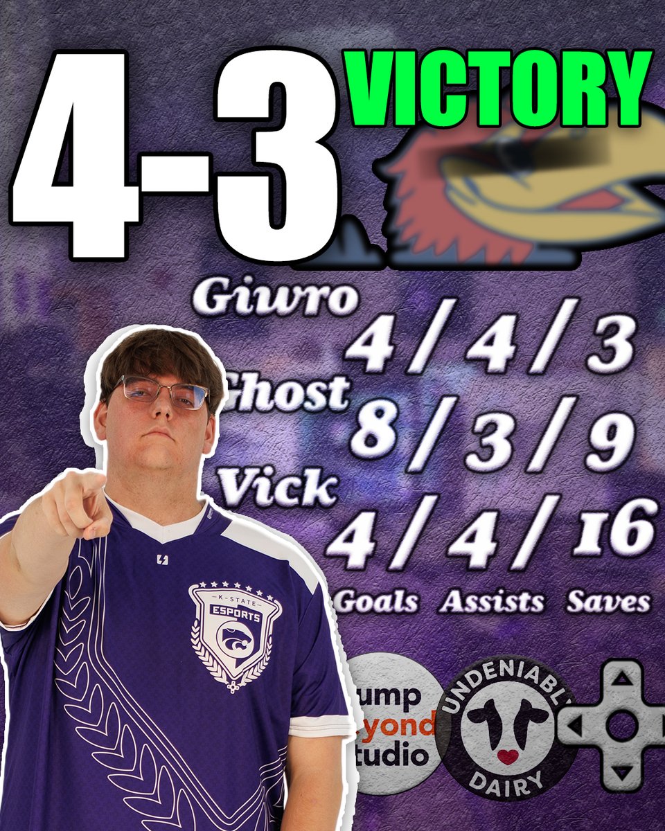Rocket League Varsity beats out KU in Game 7, moving to 3-1 on the season! 

Another preview of the sunflower showdown this Saturday, with another Wildcat Victory!