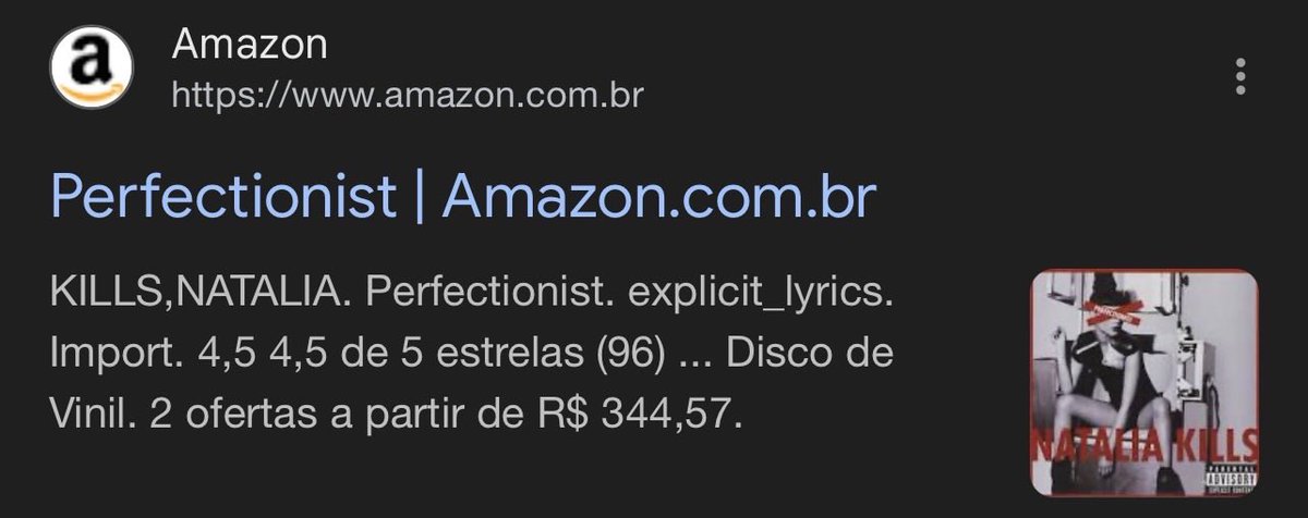 e a amazon que mostra a opção de disco de vinil do perfectionist da natalia kills com preço e tudo ata amo vem logo