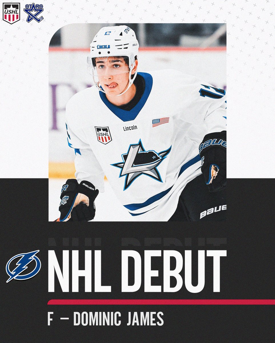 Dominic James makes his @nhl debut for the <a href="/TBLightning/">Tampa Bay Lightning</a> ⚡️