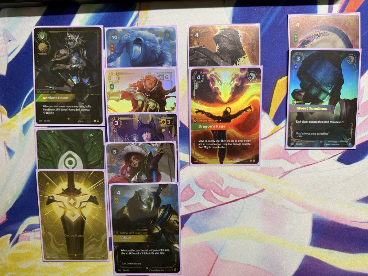 Roammyy's tweet photo. First set of pulls from #riftbound , so so so so very excited to play this game https://t.co/gFfH8LkwTP