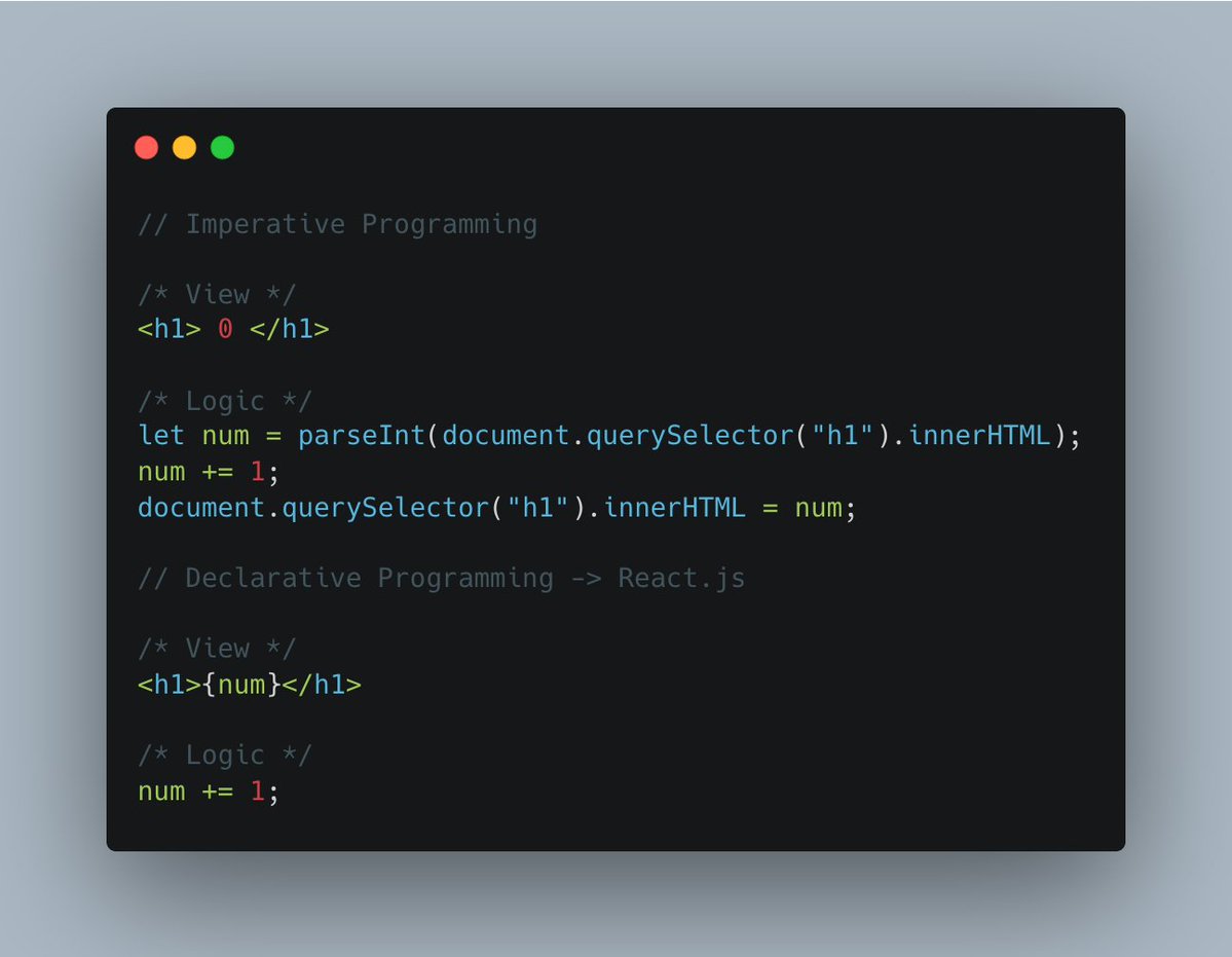 topgyalgurung's tweet image. this is what learning from first principles look like for React.js. Imperative vs Declarative language #reactjs #UIDesign #JavascriptDevelopers #WebDevelopment