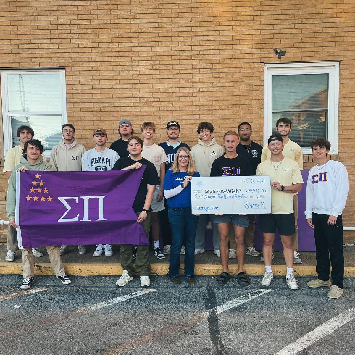SigmaPi's tweet image. #FlagFriday from the brothers of Theta-Epsilon Chapter at IUP! During their Fall Frenzy philanthropy week, they raised an incredible $1,443 to support the children of Make-A-Wish.