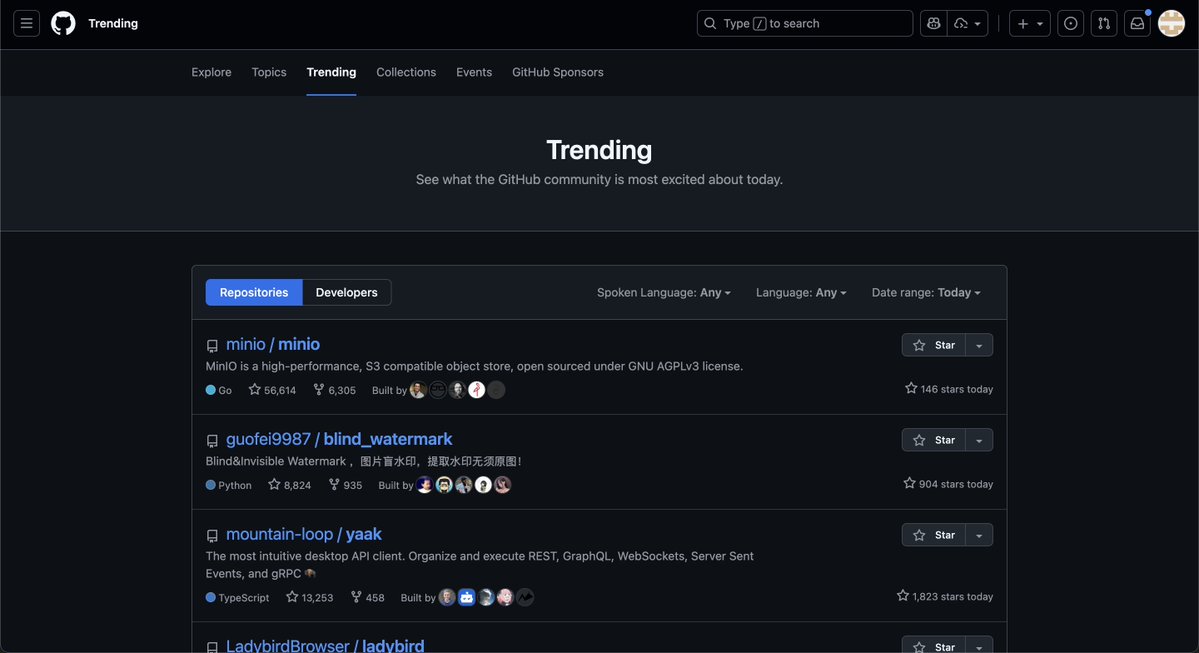 Don't forget to check today's trending page on GitHub to discover cool open-source projects