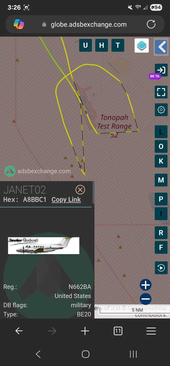 norb420's tweet photo. #A8BBC1 as #JANET02 Went up to the Tonopah area today for a couple of missed approaches at Tonopah Airport and Tonopah Test Range. We should start to see the Janet flights returning service back to TTR in the coming days/weeks after a runway work/replacement. https://t.co/RXFwJ0VH3n