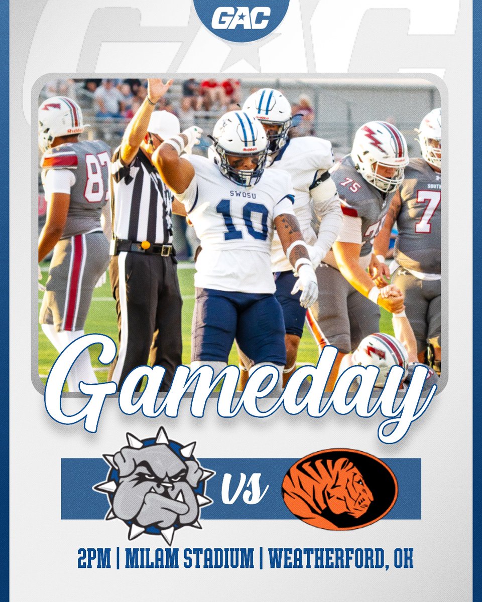 SWOSUAthletics's tweet photo. HOMECOMING GAMEDAY! Bulldogs take on the Tigers at 2 PM! 🔵🏈 @SWOSUFootball https://t.co/cxIhznP0wC