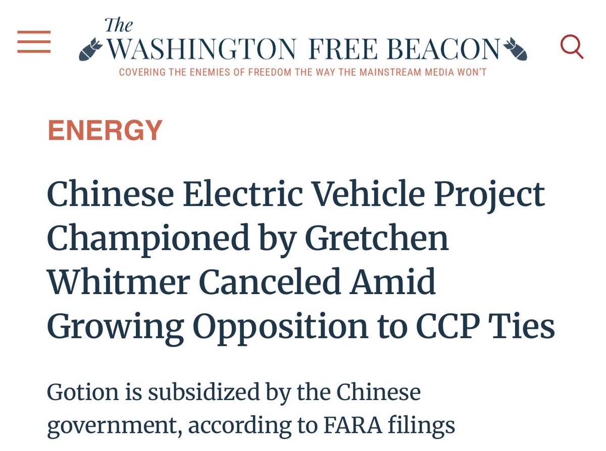 MUST READ: Chinese Electric Vehicle Project Championed by Gretchen Whitmer Canceled Amid Growing Opposition to CCP Ties 

“The State of Michigan is canceling a $175 million grant for an electric vehicle battery facility that lawmakers, residents, and local officials had heavily