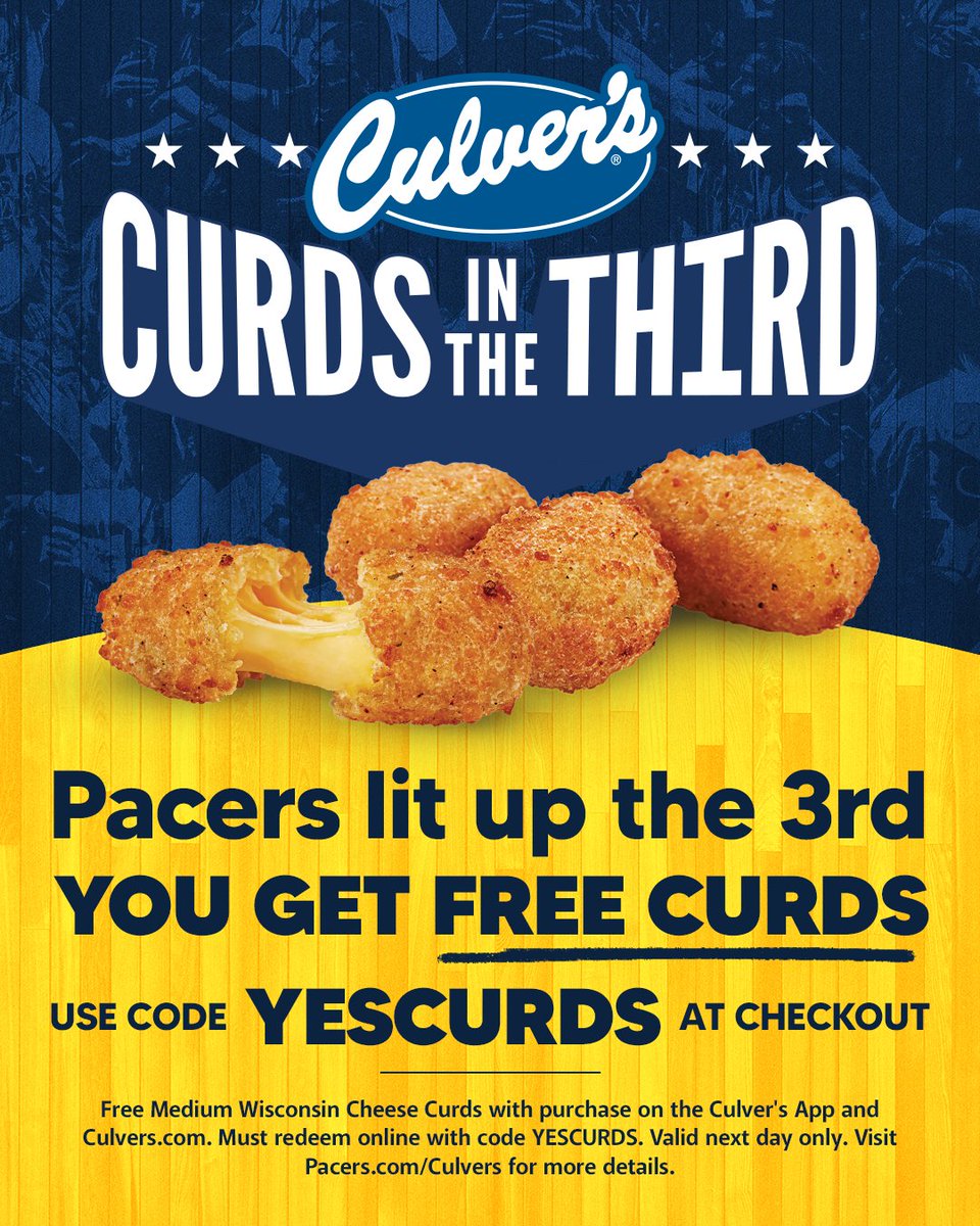 Curds in the Third 🧀

When we outscore our opponent in the third quarter this season, you score free @culvers cheese curds with any purchase. We outscored the Thunder 31-27 in the third 💪 