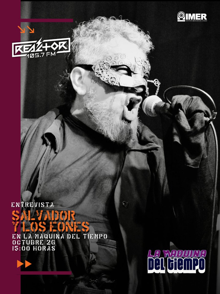 Tripulantes de La Máquina del Tiempo, el domingo nos visita Salvador Moreno con el proyecto "Salvador y Los Eones".
Inicio del programa: 14:00 hrs 
Entrevista: 15:00 hrs. No falten.
<a href="/RockJinete/">Jinete Rock</a> <a href="/PacoMemoRock/">Paco Memo Rock</a> <a href="/elomar_ze/">Omar Salazar</a>