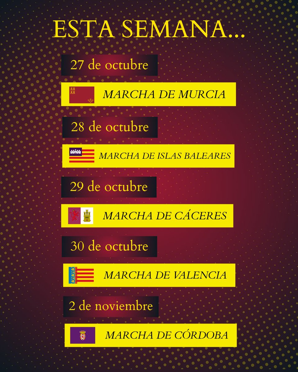ESTA SEMANA...

Esta semana conoceremos las marchas participantes de las provincias de Murcia, Islas Baleares, Cáceres, Valencia y Córdoba.

¿Se encontrará la ganadora entre estas 5 nuevas provincias?

#marchavisionvi #cofrade #semanasanta #bandas #música