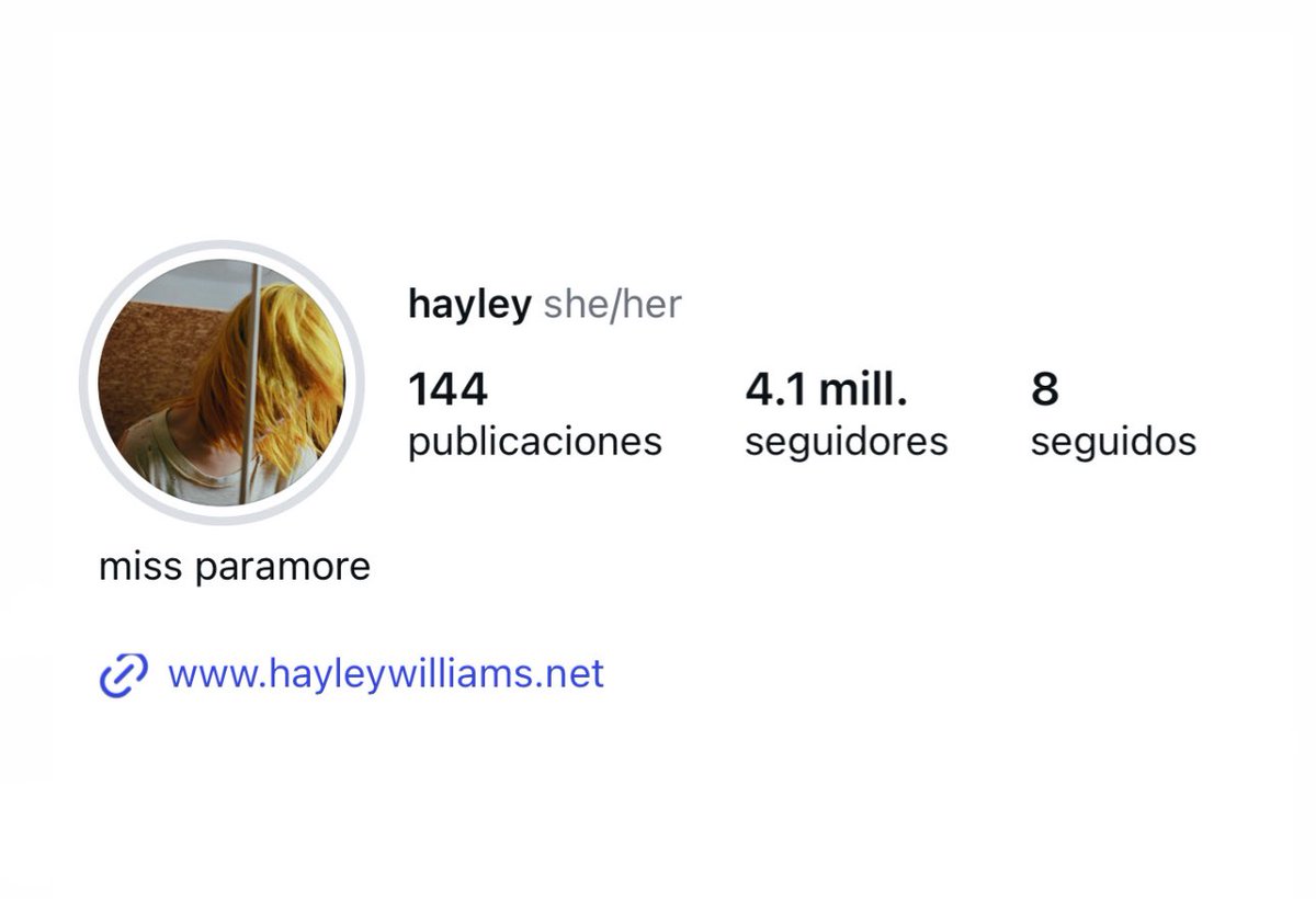 Hayley Williams actualiza su biografía de Instagram por: ‘Señorita Paramore’