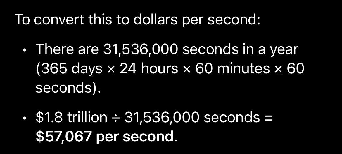 The national debt is rising more PER SECOND that many people make in a year.

In other words, it rises more in 2 seconds than someone who makes 100K a year.