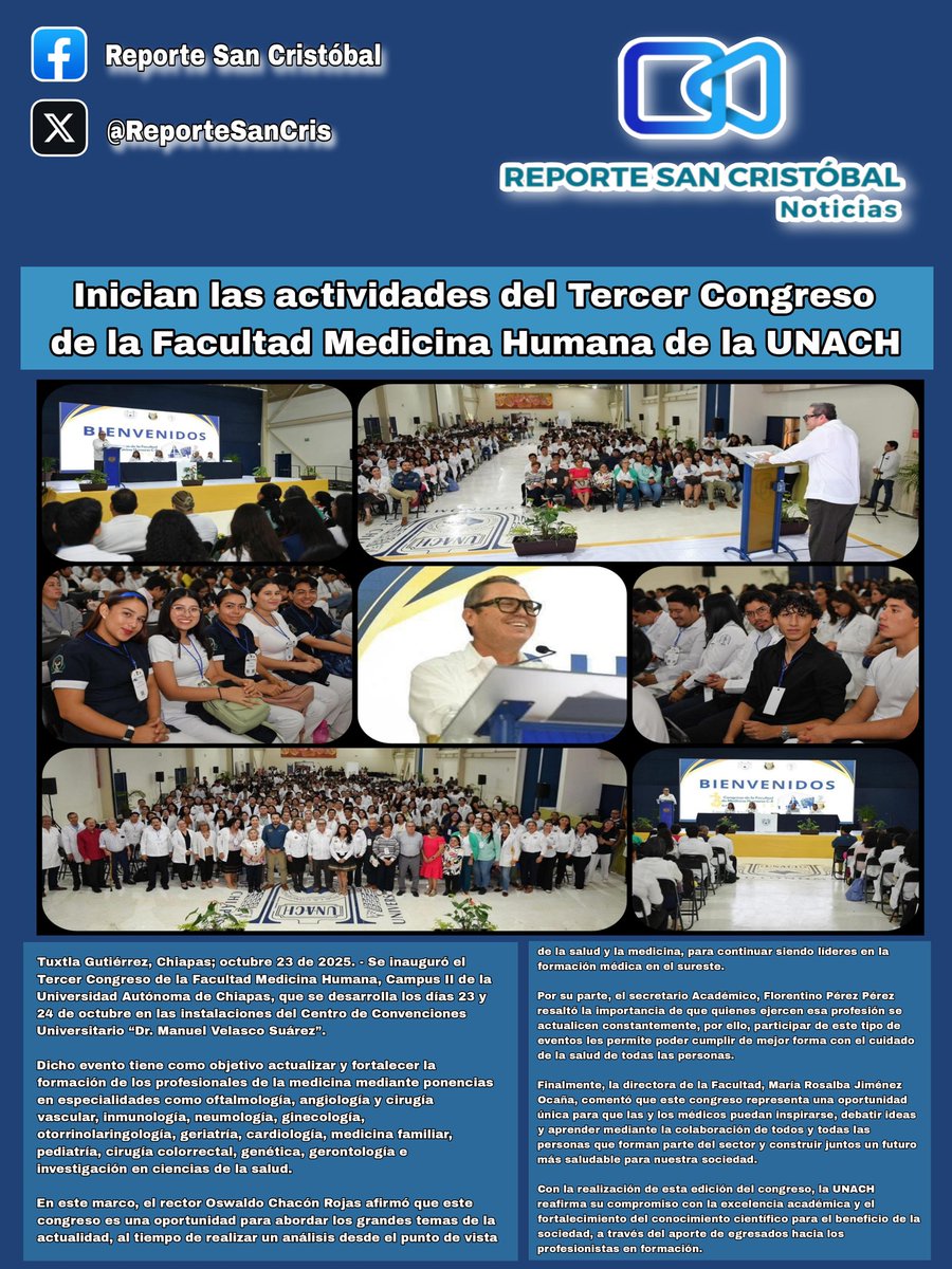 Inician las actividades del Tercer Congreso de la Facultad Medicina Humana de la UNACH.

•El evento fortalece la formación de los profesionales de la medicina

<a href="/oswaldochacon76/">Oswaldo Chacón Rojas</a> 
<a href="/comunica_unach/">UNACH</a>