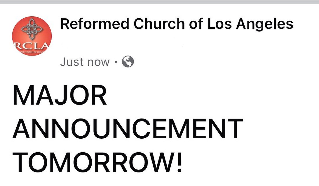 Reformed Church of Los Angeles (@reformedchrchla) on Twitter photo 