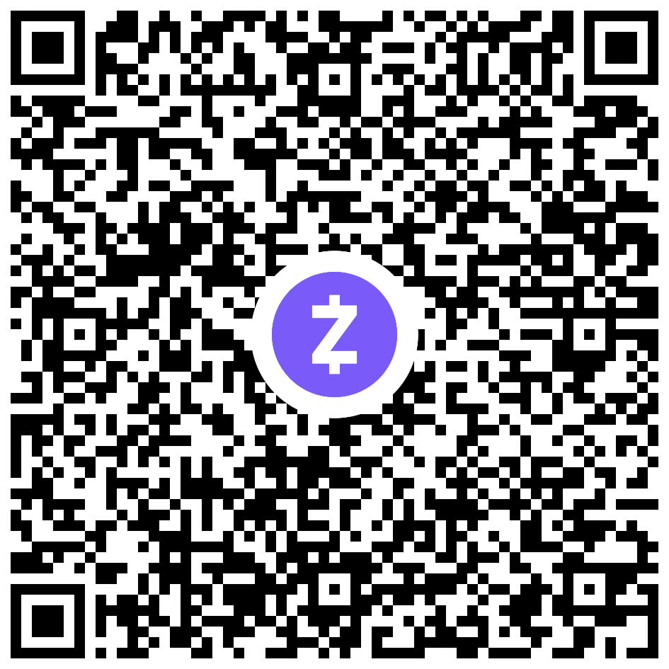 Eric WallのZECシールドアドレスのQRコードとZcashロゴ