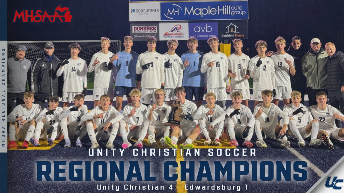 UCSaders's tweet photo. Soccer moves on in the tournament by defeating the Eddies of Edwardsburg at Mattawan High School. Unity Christian will face Cedar Springs in the state semifinal at Forest Hills Central on Wednesday, October 29th. https://t.co/O1oQ783d3Q