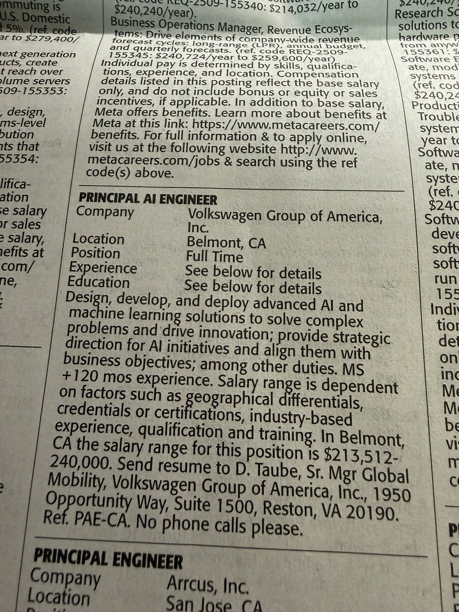 mattforney's tweet image. NEW: a reader shares tech job listings from the SAN FRANCISCO CHRONICLE that are reserved for Indian H-1Bs.

These jobs are not listed online. You cannot apply for them unless you happened to pick up that edition of the paper. They are placed solely so these firms (including…