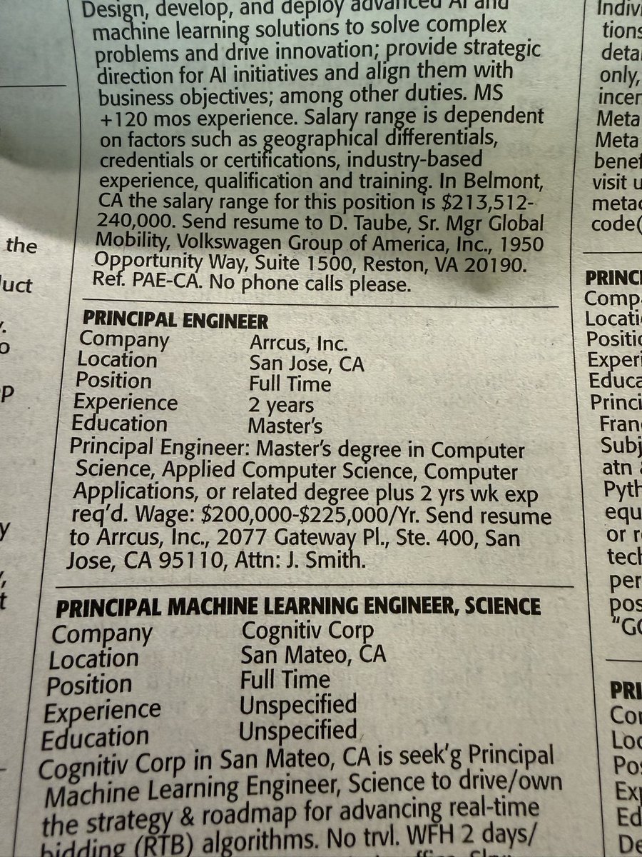 mattforney's tweet image. NEW: a reader shares tech job listings from the SAN FRANCISCO CHRONICLE that are reserved for Indian H-1Bs.

These jobs are not listed online. You cannot apply for them unless you happened to pick up that edition of the paper. They are placed solely so these firms (including…