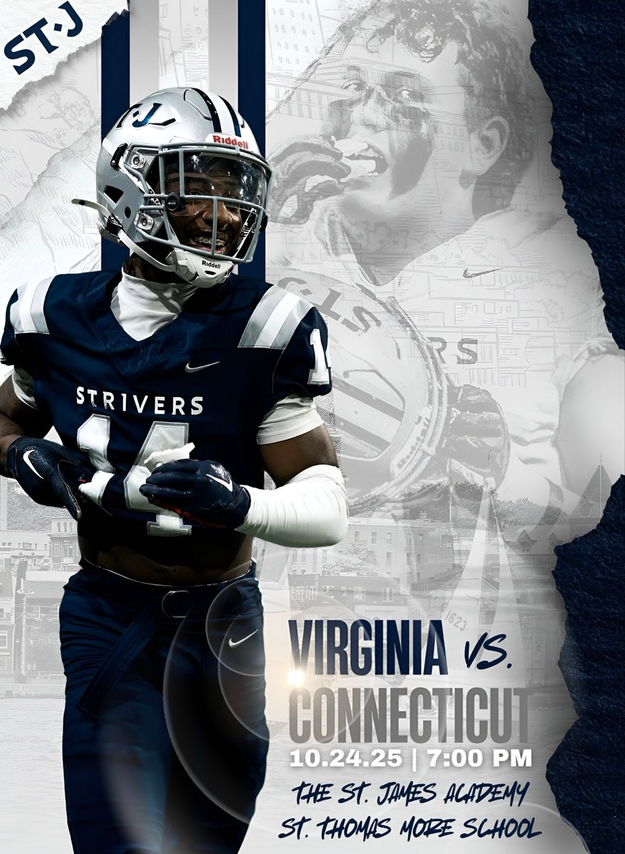 DMcGrudder501's tweet photo. Another week, another opportunity to STRIVE for greatness. Virginia vs. Connecticut β letβs show what being a STRIVER is all about! ππͺ
#WelcomeToTheBest #StriverStandard #STJFootball #RecruitSTJAMES https://t.co/1HMAgjVAV7
