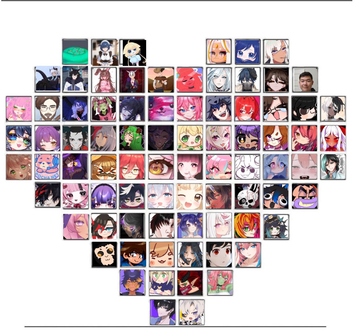 It took a bit of time but the heart is filled with the mooties I’ve met and friends I’ve  made in my VTuber journey 💜

See anyone you recognize?