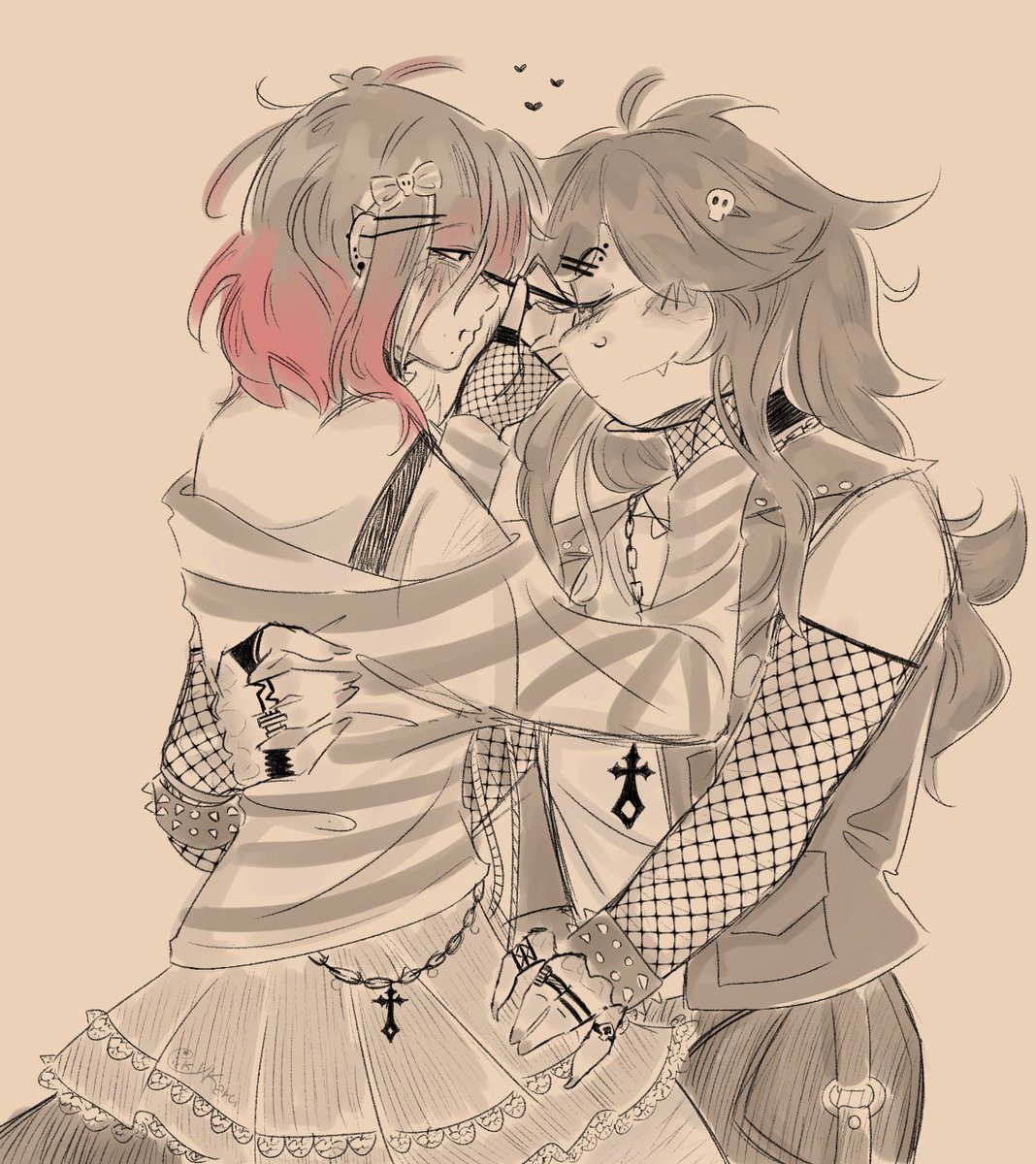 K25jinojounetsu's tweet image. quick warm up, they’re doing each other’s make up #krusie